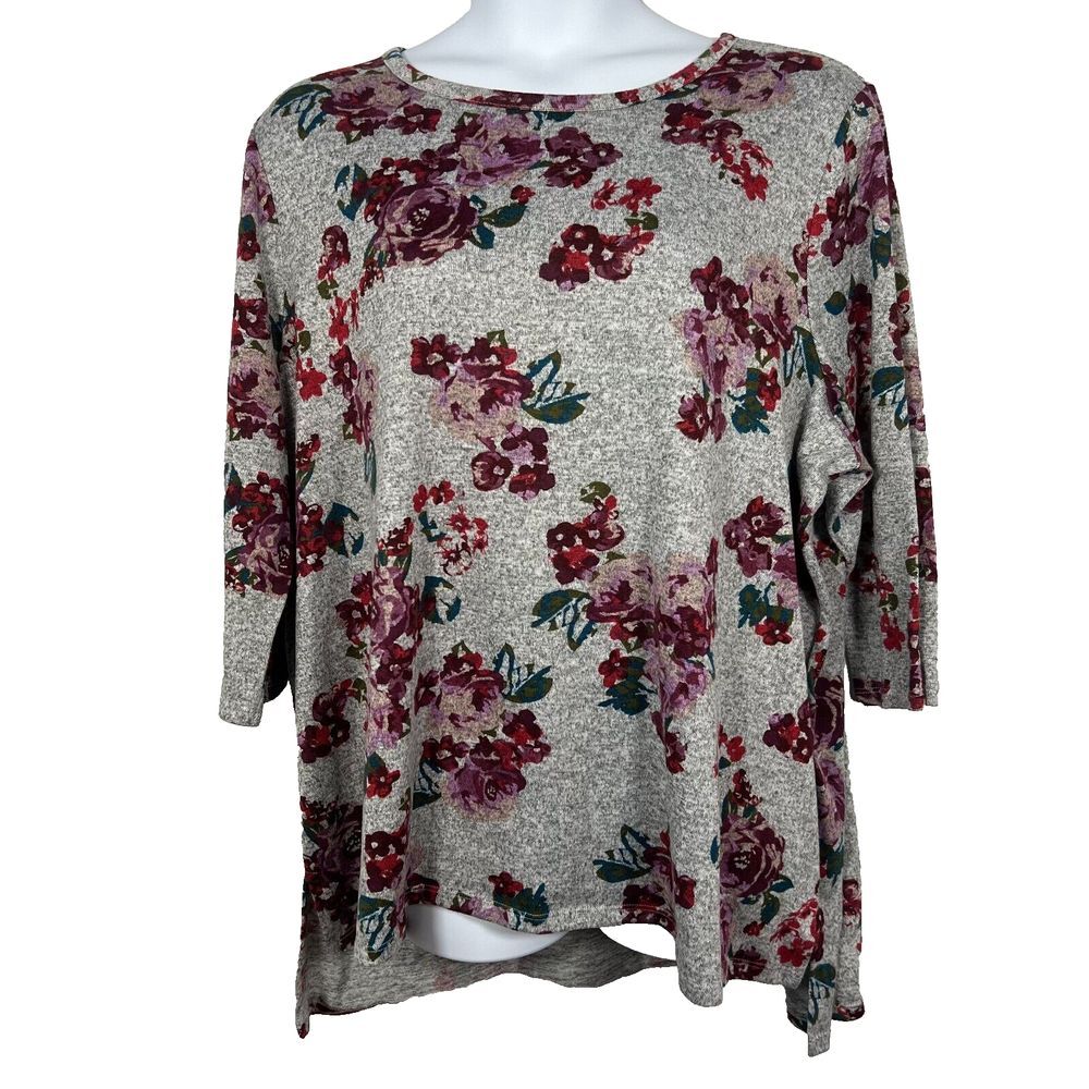 Lane Bryant Womens Tunic Top Plus 26/28 Floral Casual Stretch Knit Multicolor